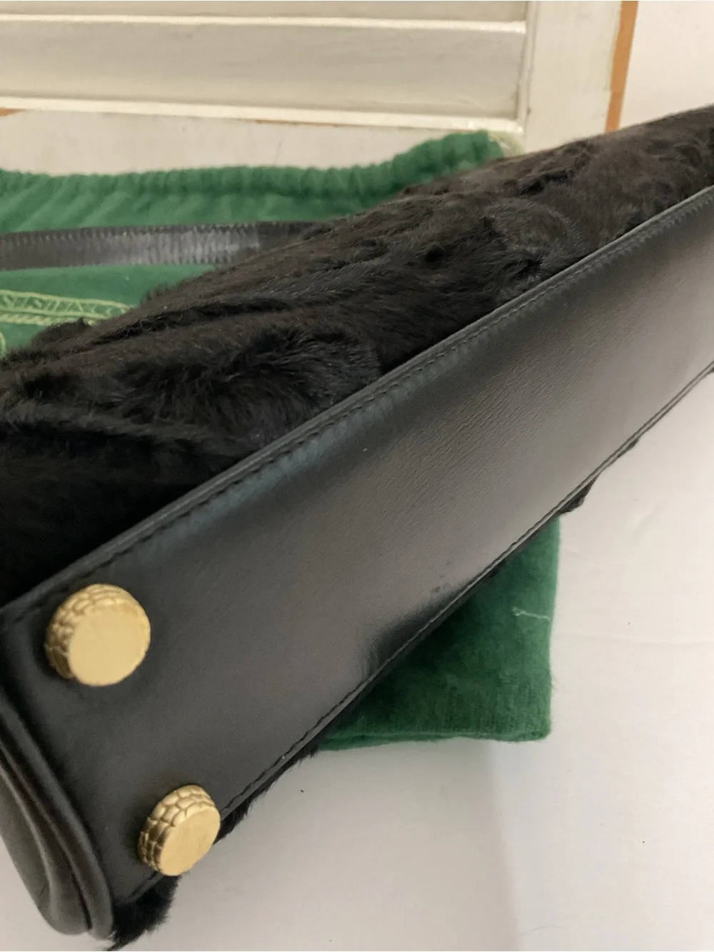 Barry Kieselstein Cord Handbag Broadtail Lamb Fur and Leather